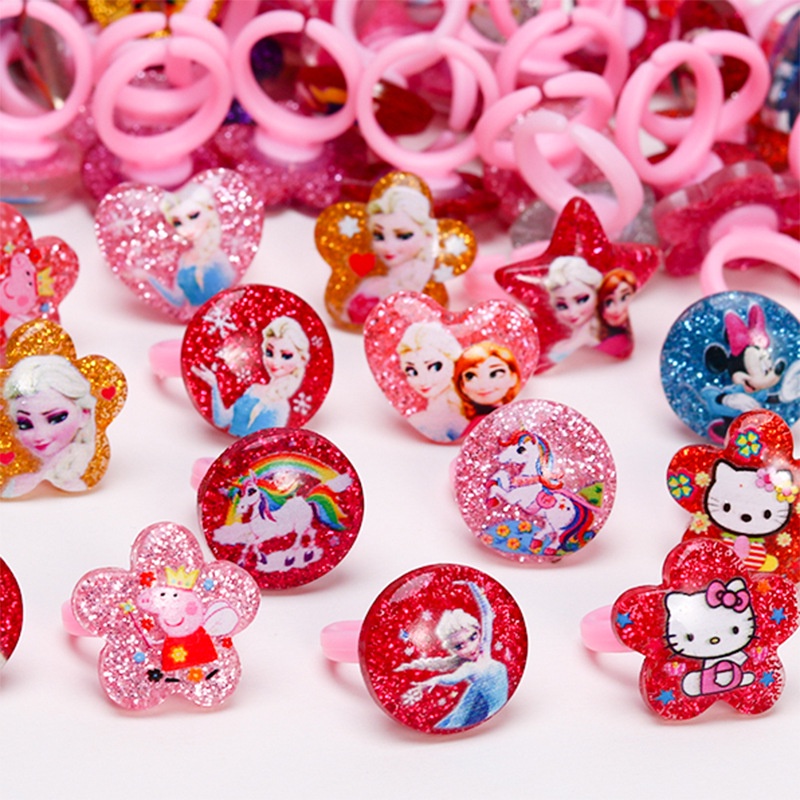 Children's gold powder cartoon ring cute girl Aisha princess gift