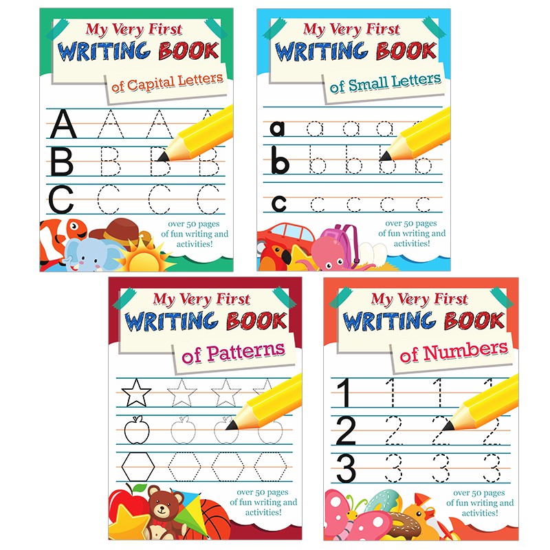 NEW MY VERY FIRST WRITING BOOK SET OF 4 (SMALL,PATTERNS,NUMBERS