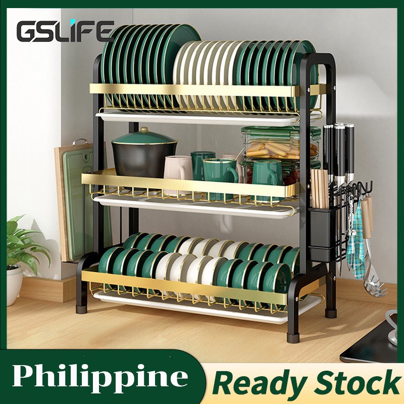 GSlife 2/3Tier Dish Drainer Dish Drying Rack Countertop Plate