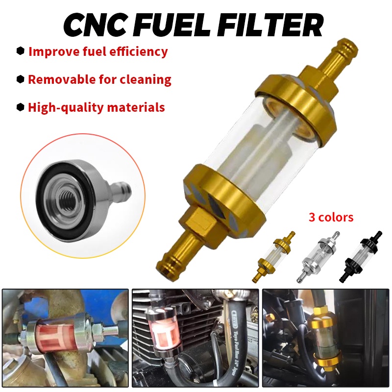 Motorcycle Washable Fuel Filter 8mm Universal CNC Aluminum Alloy