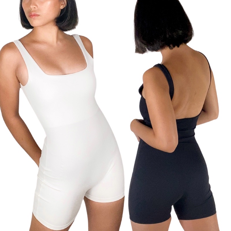 Bodysuit unitard squareneck bikershorts bodycon Shopee Philippines