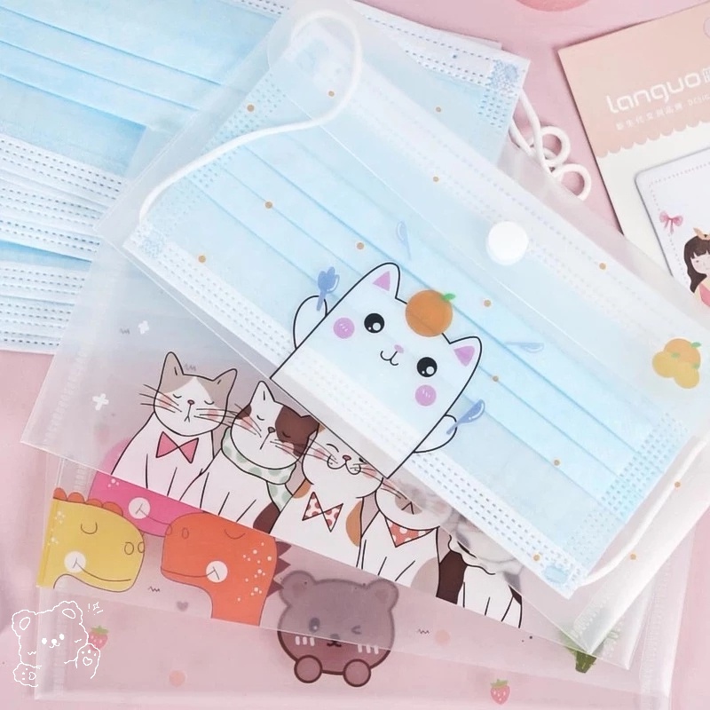 Cartoon Portable Mask Storage Bags/Mask Storage Zipper Bag Clips/Anti Dust Disposable Masks Save