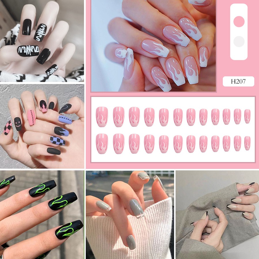 2021 Trends 24pcs Fake Nails Set With Glue False Nails