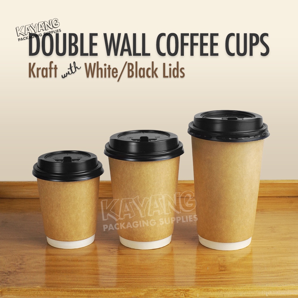 [25pcs] Double wall Coffee Cup 8oz / 12oz / 16oz (Kraft) with or