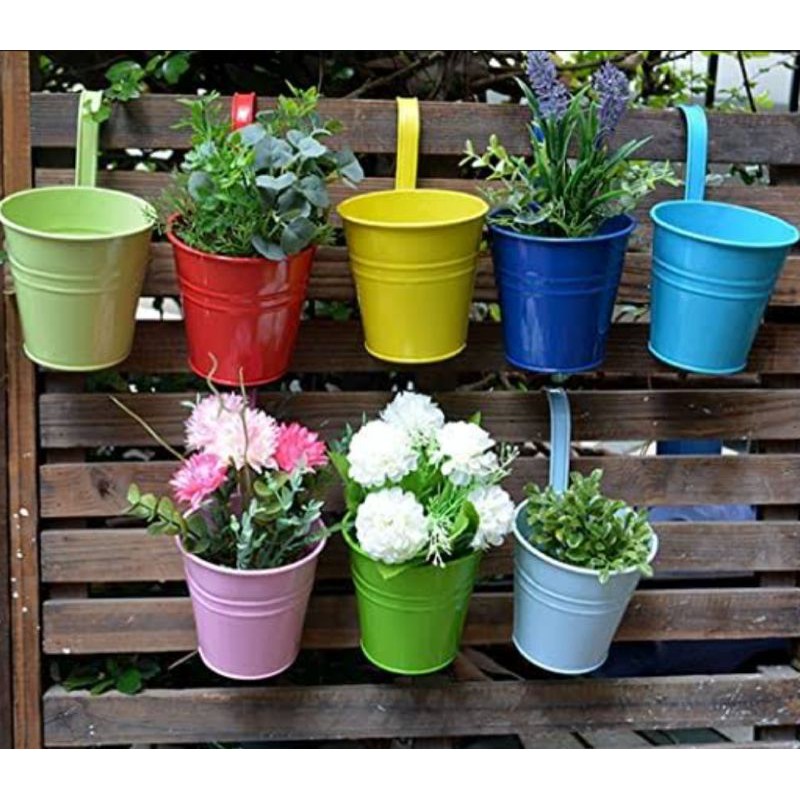 1pc 5" Colorful Hanging Garden Flower Metal Pot High Quality Shopee