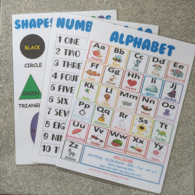 Laminated Educational Charts for Kids Shopee Philippines