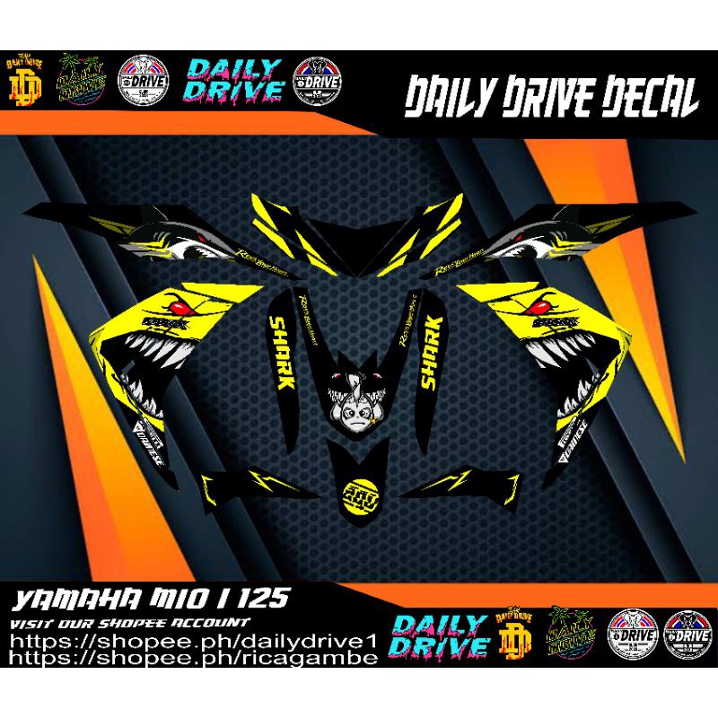 Yamaha Mio I 125 Yellow MC ( Full Decal Sticker ,Mix Design) Shopee