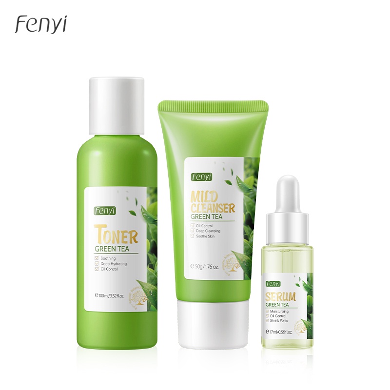 Fenyi Green Tea Face Skin Care Facial Cleanser Serum Toner Moisturizer Acne Treatment Set Facial