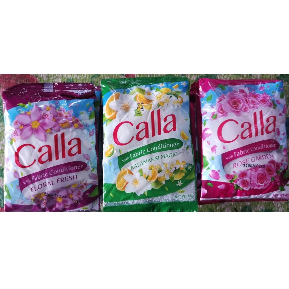 By 6's Calla detergent powder with fabric conditioner 45g x6 Shopee