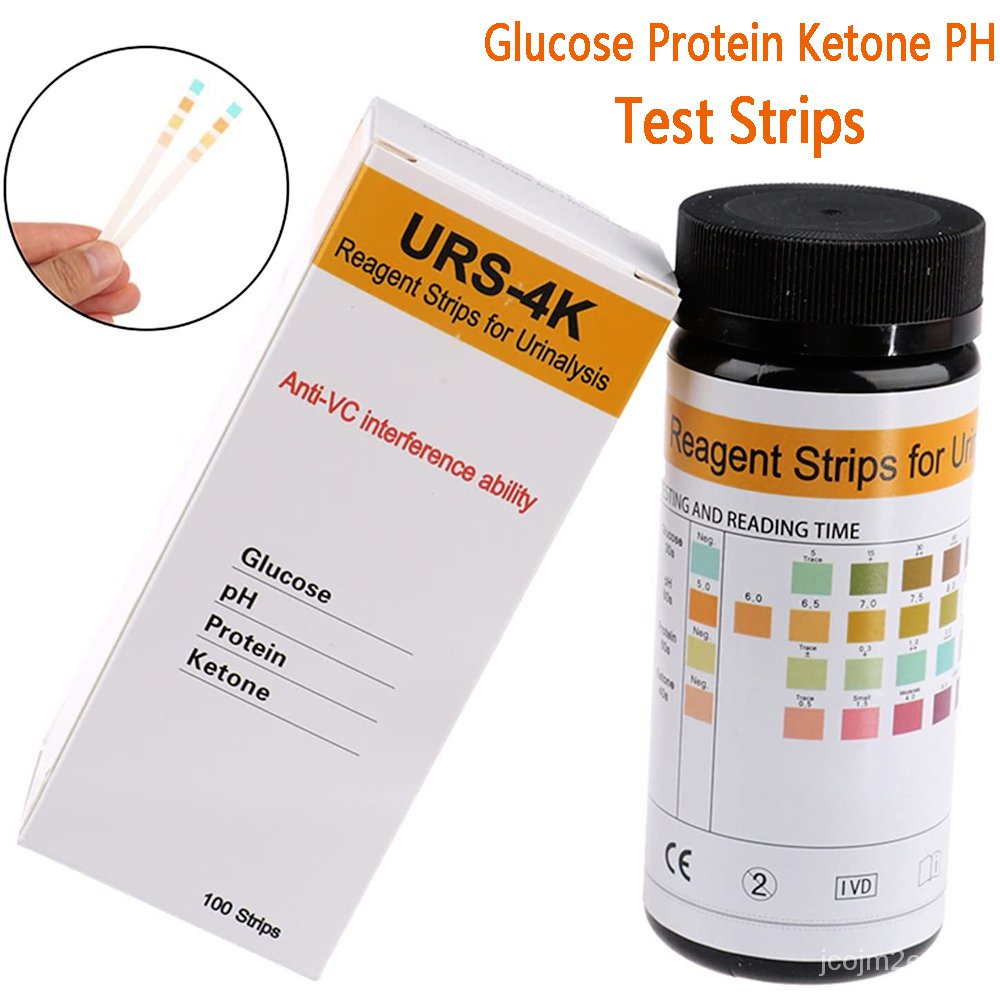 100Pcs URS4K Glucose pH Protein Ketone Test Strips Blood Urine Test