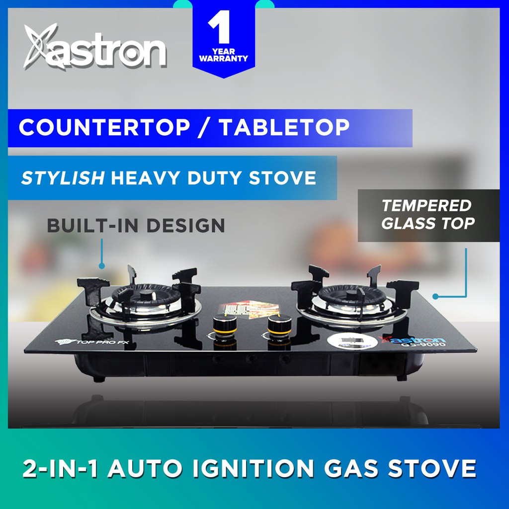 ASTRON GS9090 Builtin Double Burner Gas Stove with Hob and Tempered