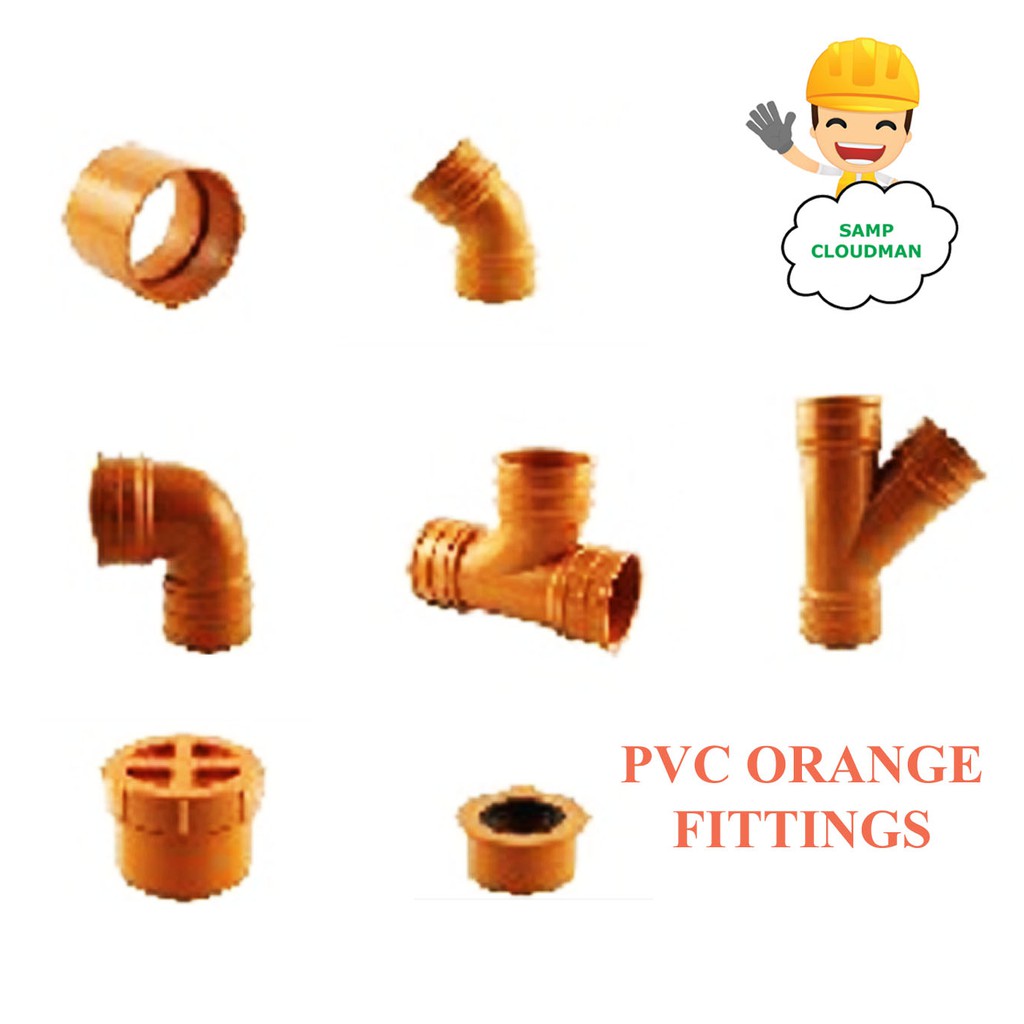 PVC Orange Fittings 2 3 4 Elbow, Coupling Tee Wye Clean Out Poly