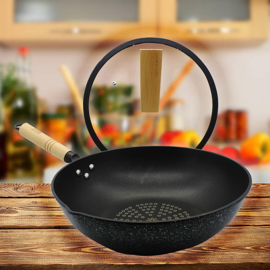 KOYLE Non Stick 32CM WOK with Spout and Glass Lid Shopee Philippines