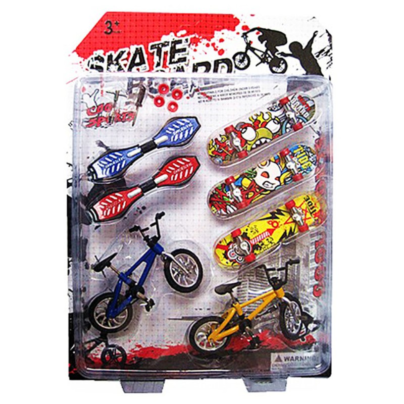 WIN.8Pcs Tech Deck Finger Bike Bicycle And Skateboard Kids Children