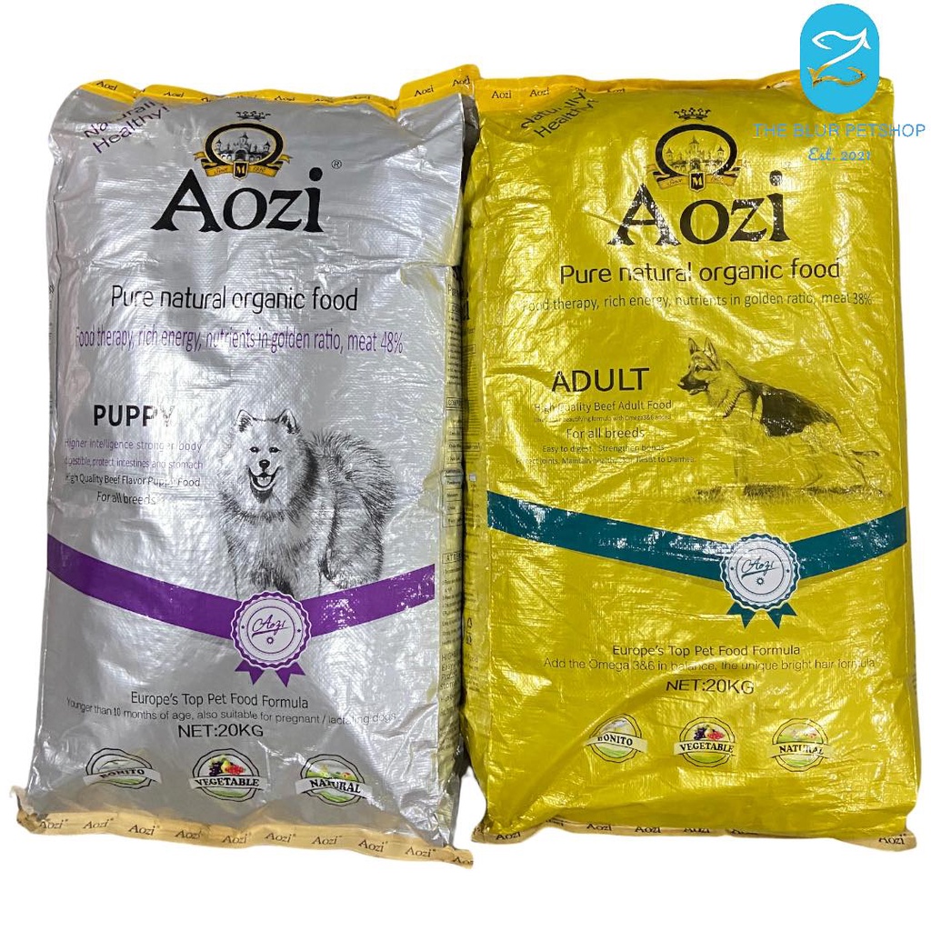 20kg Aozi Organic Puppy/Adult Gold Silver Dog Dry Food Dog Essentials