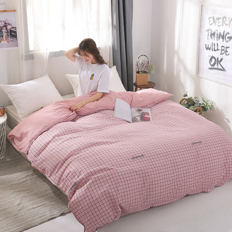 1 pc High Quality Duvet Cover Pink Plaid Quilt Cover Queen King Size