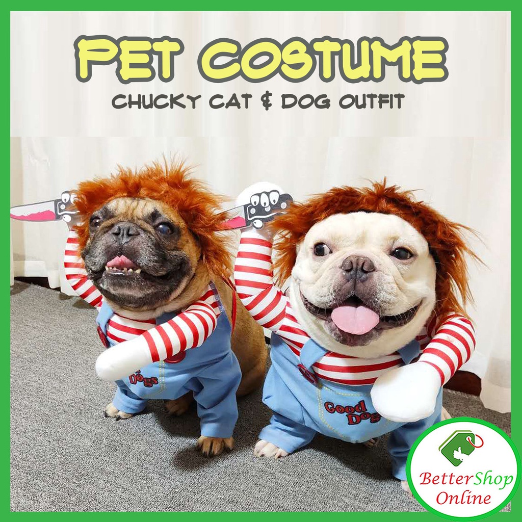 Chucky Pet Cosplay Costume Pet Dog Cat Funny Halloween Outfit
