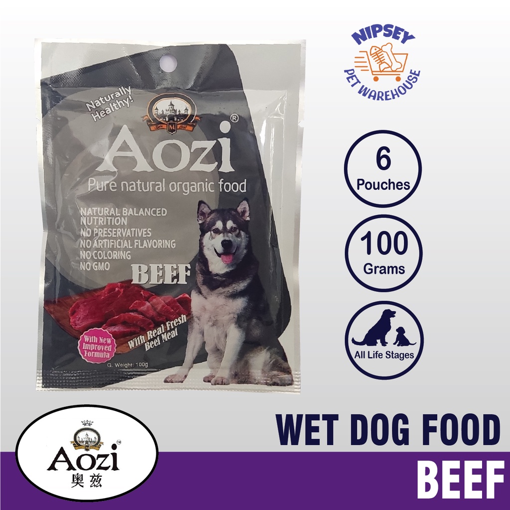 AOZI Fresh Dog Food with Beef in 100g set of 6 Pouch UI7V Shopee