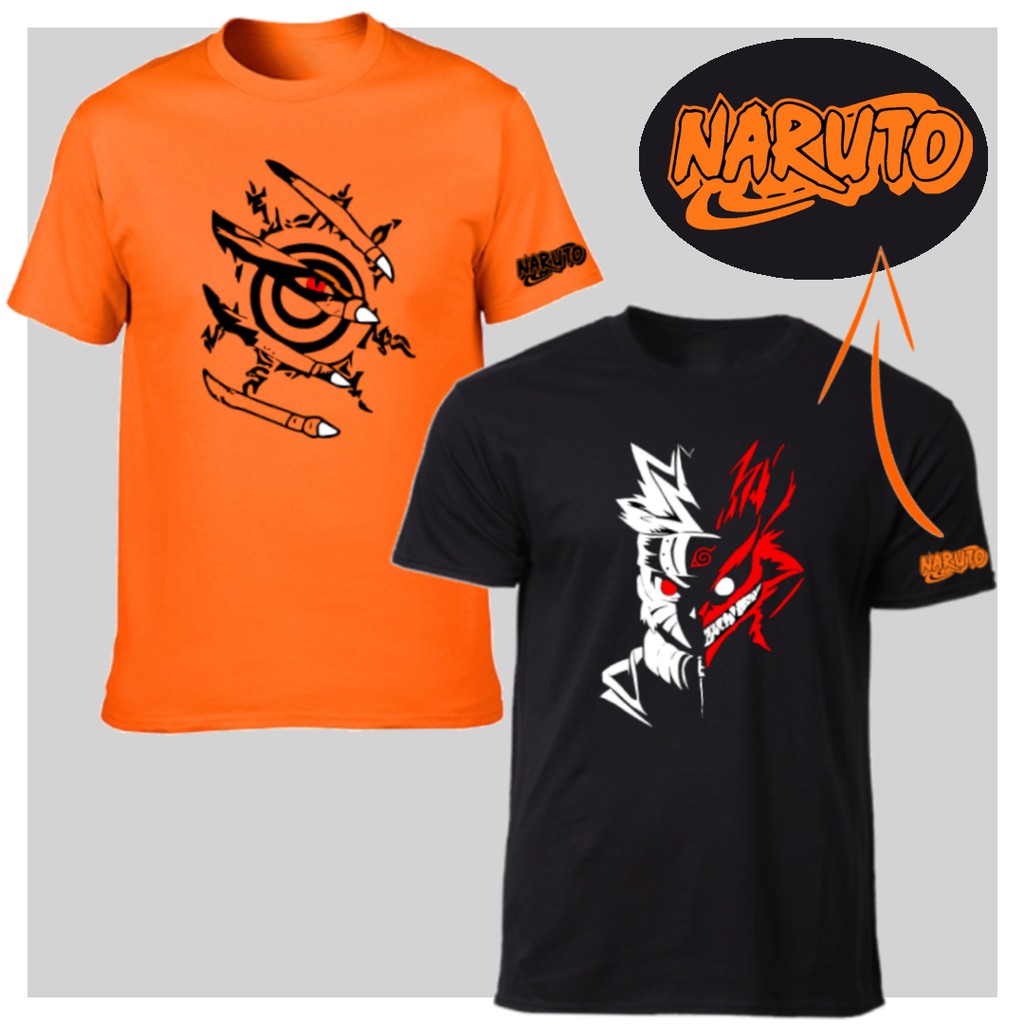 Anime Tshirt Naruto Uzumaki Naruto w/ Kurama Kyuubi Unisex T shirt