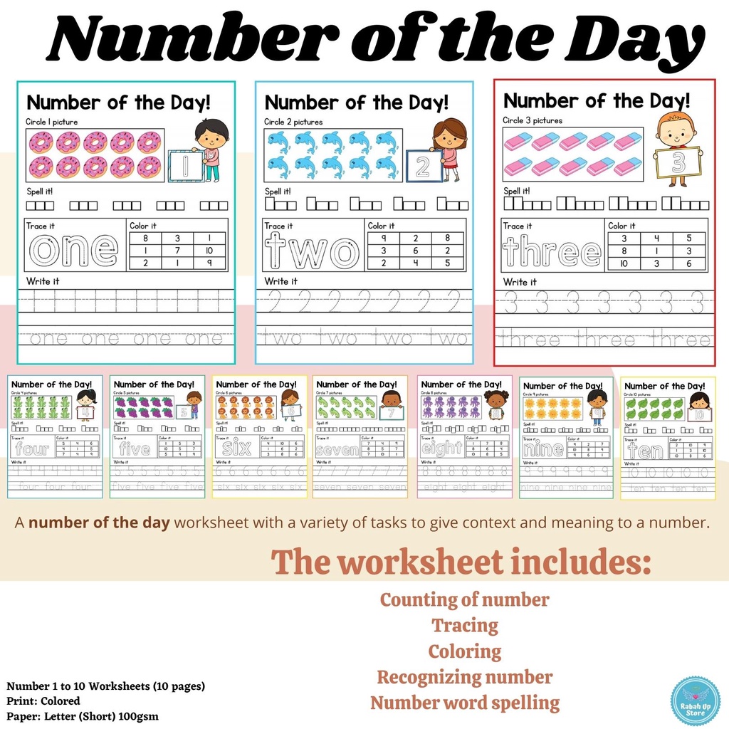 Number Worksheets Preschool Kinder Grade 1 Math Homeschool Teaching
