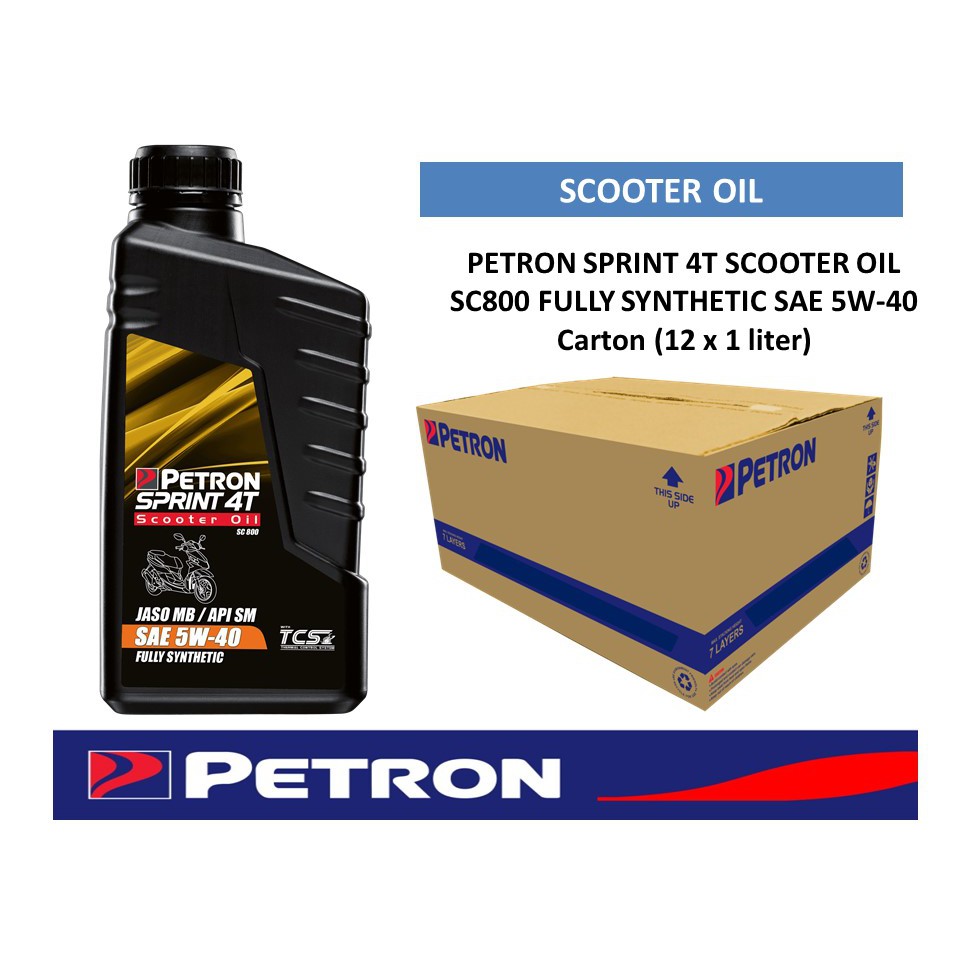 Petron Sprint 4T Scooter Oil SC800 Fully Synthetic SAE 5W40 (Carton 12x1 Liter) Shopee