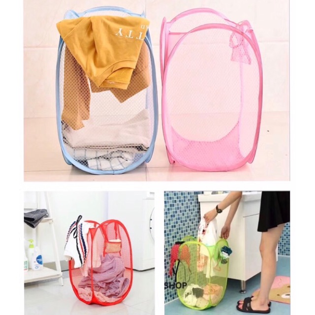 ♣LIFEHACKS♣ PopUp Mesh Laundry Basket Bin Dirty Clothes Collapsible