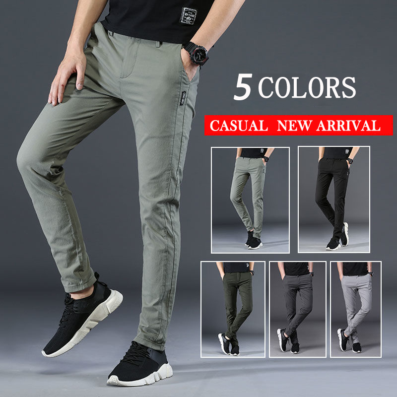 Men's Casual Pants for Men Slim Fit Ice Silk Straight Korean Fashion