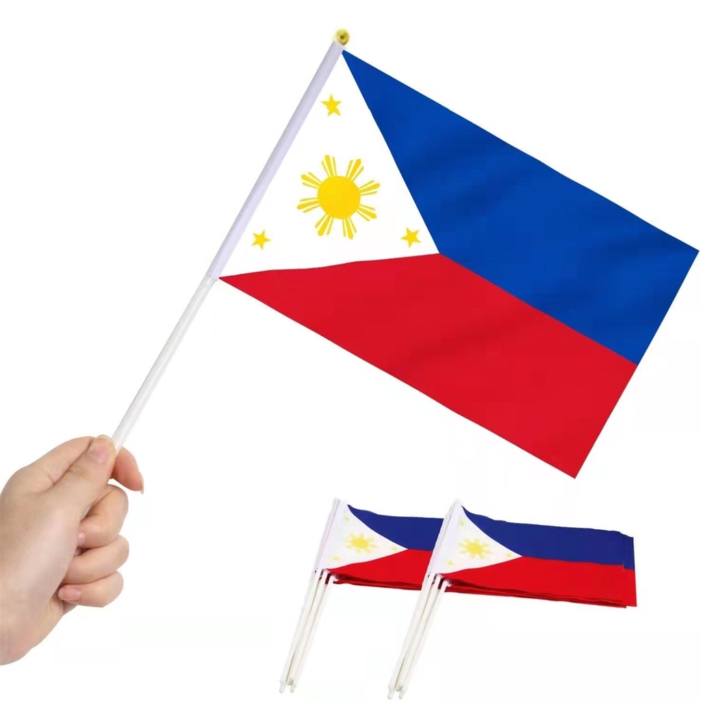 14*21cm 10PCS small Philippine flag with stick Philippine hand waving