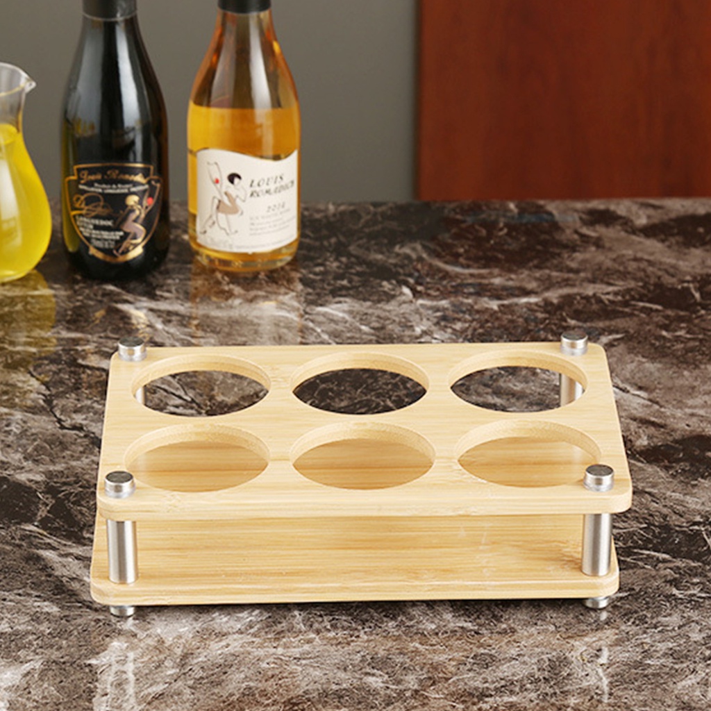 Shot Glasses Holder Tray Bamboo Wood Shot Glass Tray 6 Shot Glass Rack Display Whiskey Tequila