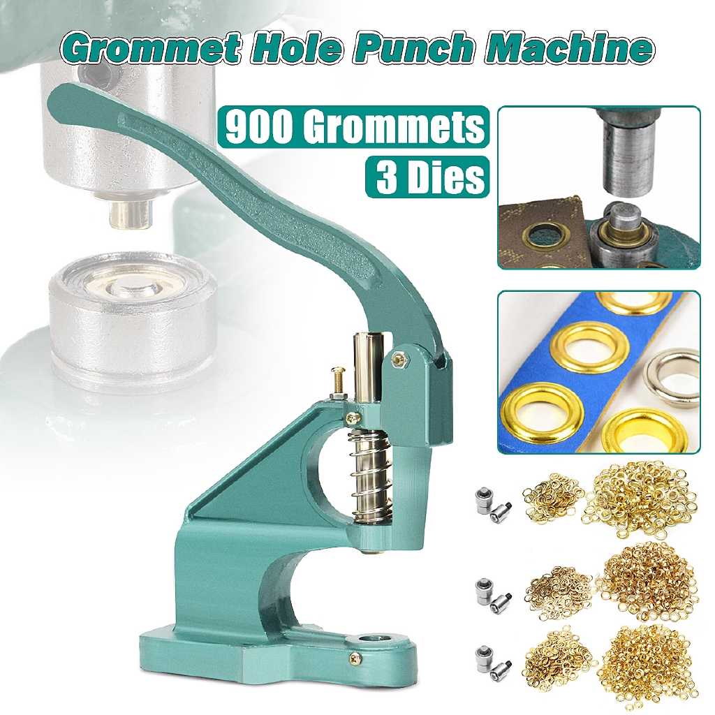 Grommets Eyelets Punch Hand Press Machine Kit 3 Dies 900 Grommets DIY