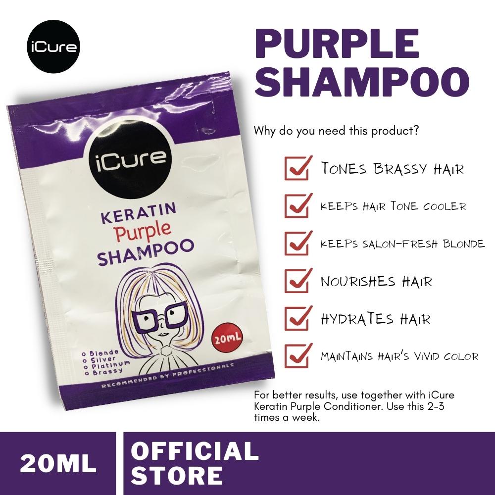 iCure Purple Shampoo and Conditioner 20mL Sachet Shopee Philippines