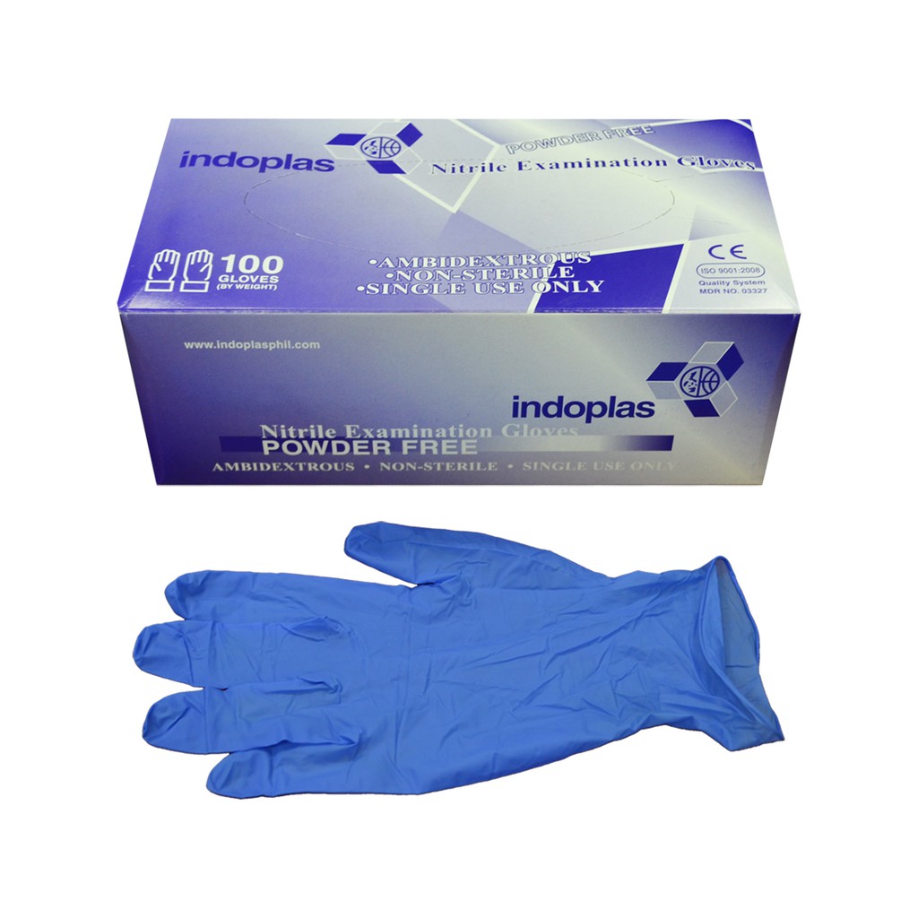 Indoplas Nitrile Examination Gloves Box of 100 (Medium) Shopee