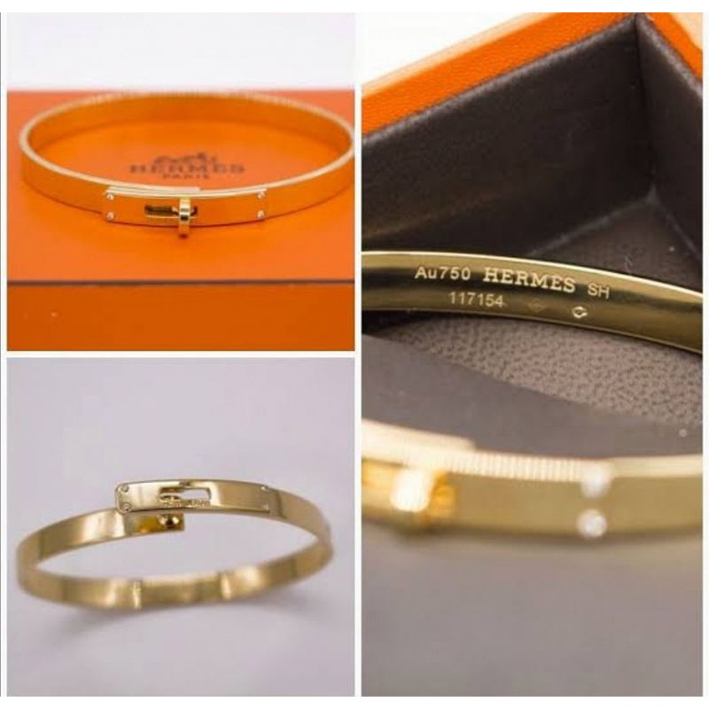 18k Solid Gold Hermes inspired Bracelet Bangle, 100Authentic Gold