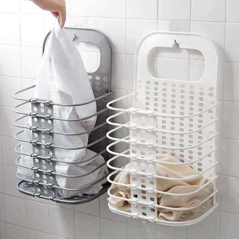 【W0353】wall hanging laundry basket folding bathrokn household storage