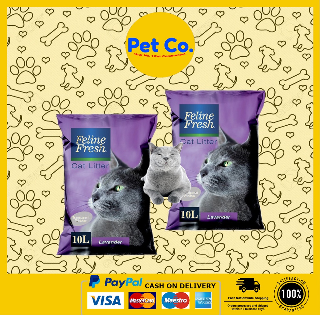 Feline Fresh Cat Litter 10L Clumping 99 Dust Free Cat Litter Lavender