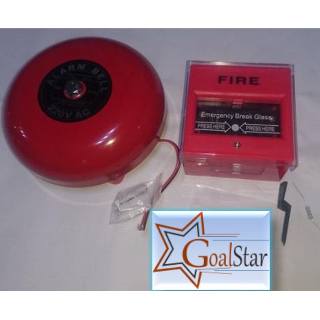 rape alarm Fire Alarm Bell 6in 220V & Break Glass (Fire Alarm Set