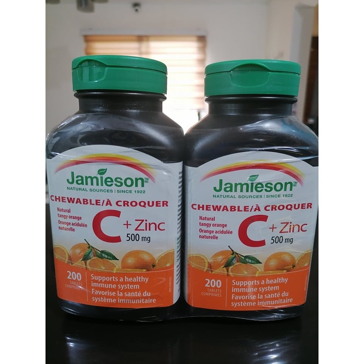 Original Jamieson Vitamin C + Zinc 500 mg, 200/400 chewable tablets