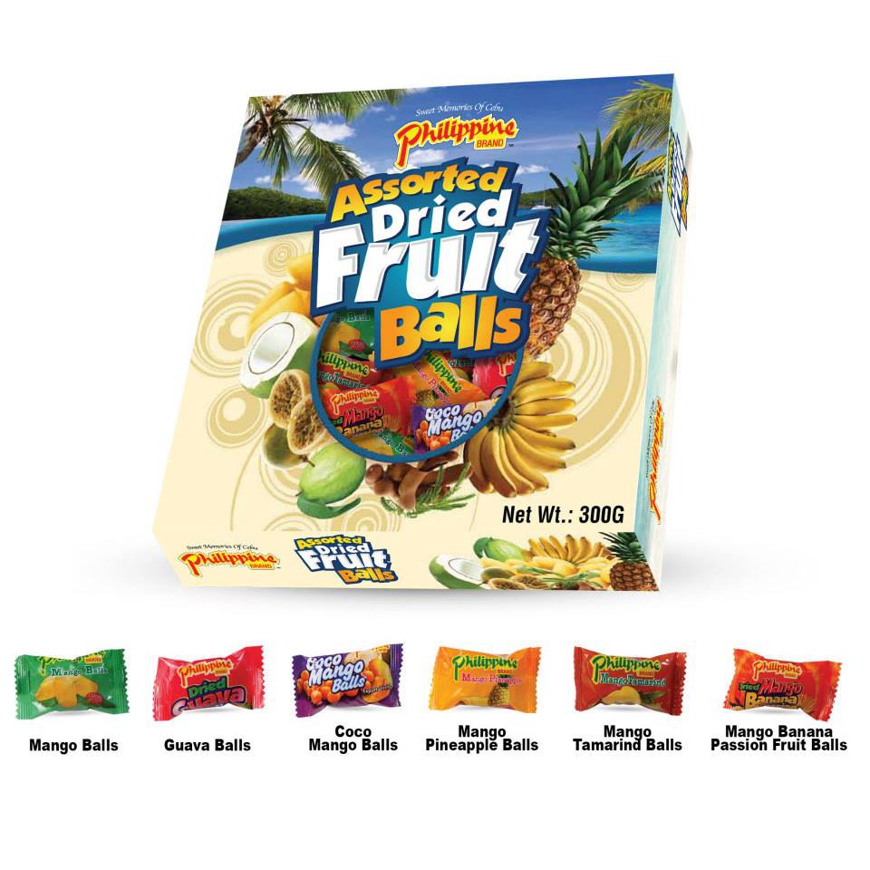 Philippine Brand Assorted Dried Fruit Balls in Box 300g Shopee