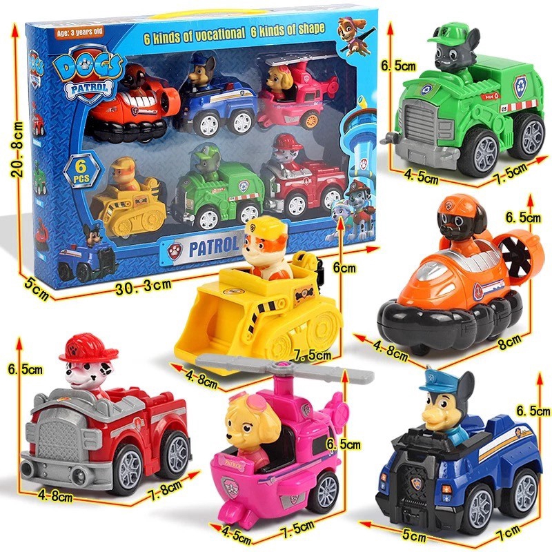 6pcs Fun Paw Patrol Dogs Patrol Toys Skye Patrol Racer