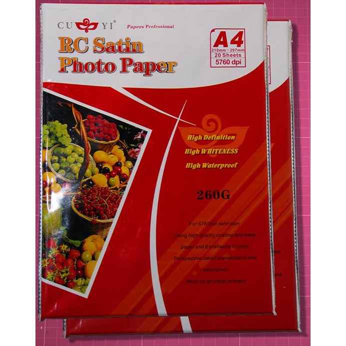 A4 RC SATIN PHOTO PAPER CUYI 20 SHEETS 260GSM Photopaper Shopee