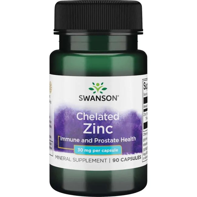 SWANSON CHELATED ZINC 30MG 90 CAPSULES IMMUNE & PROSTATE HEALTH
