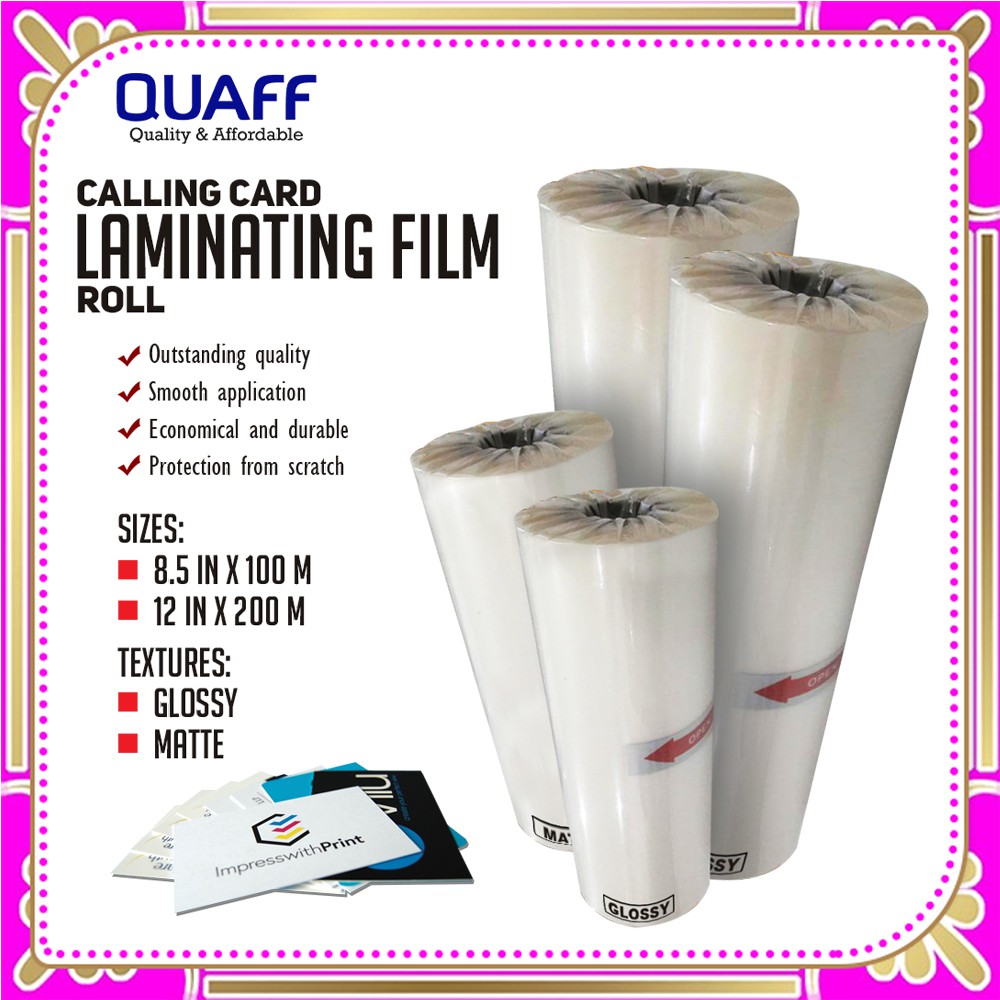 QUAFF Smooth Film Laminating Film Roll for Calling Card Paper 25 Microns 100meter Glossy
