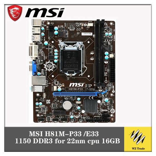 original motherboard for MSI H81 H81M-P33 /E33 LGA 1150 DDR3 for 22nm