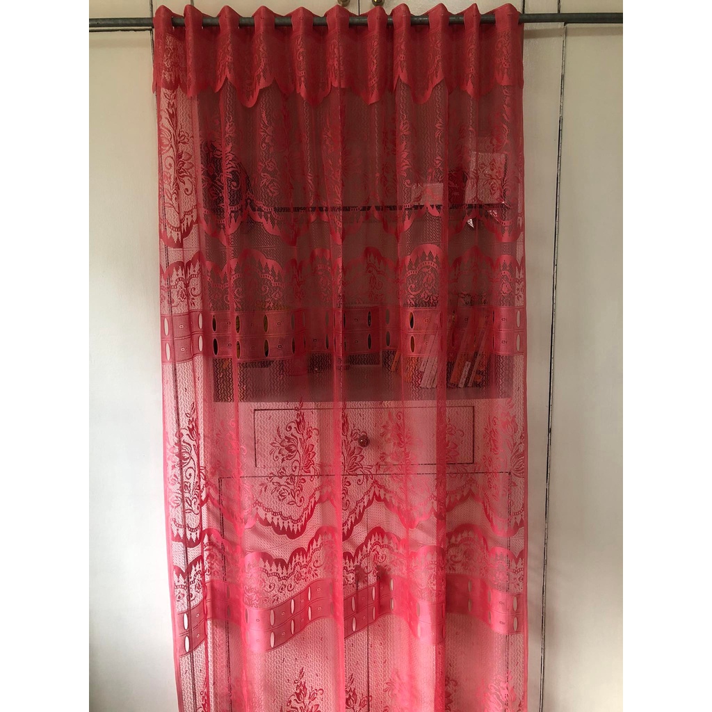 window lace curtain scallop with overlap butas standard size 60x75