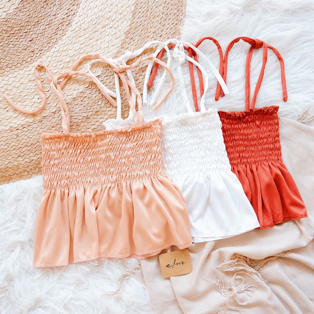 ESSENTIELMANILA Selftie Flowy Tube Smocked Top Shopee Philippines