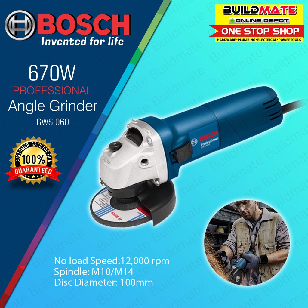 BOSCH Angle Grinder 670W GWS 060 •100 ORIGINAL / AUTHENTIC • BUILDMATE