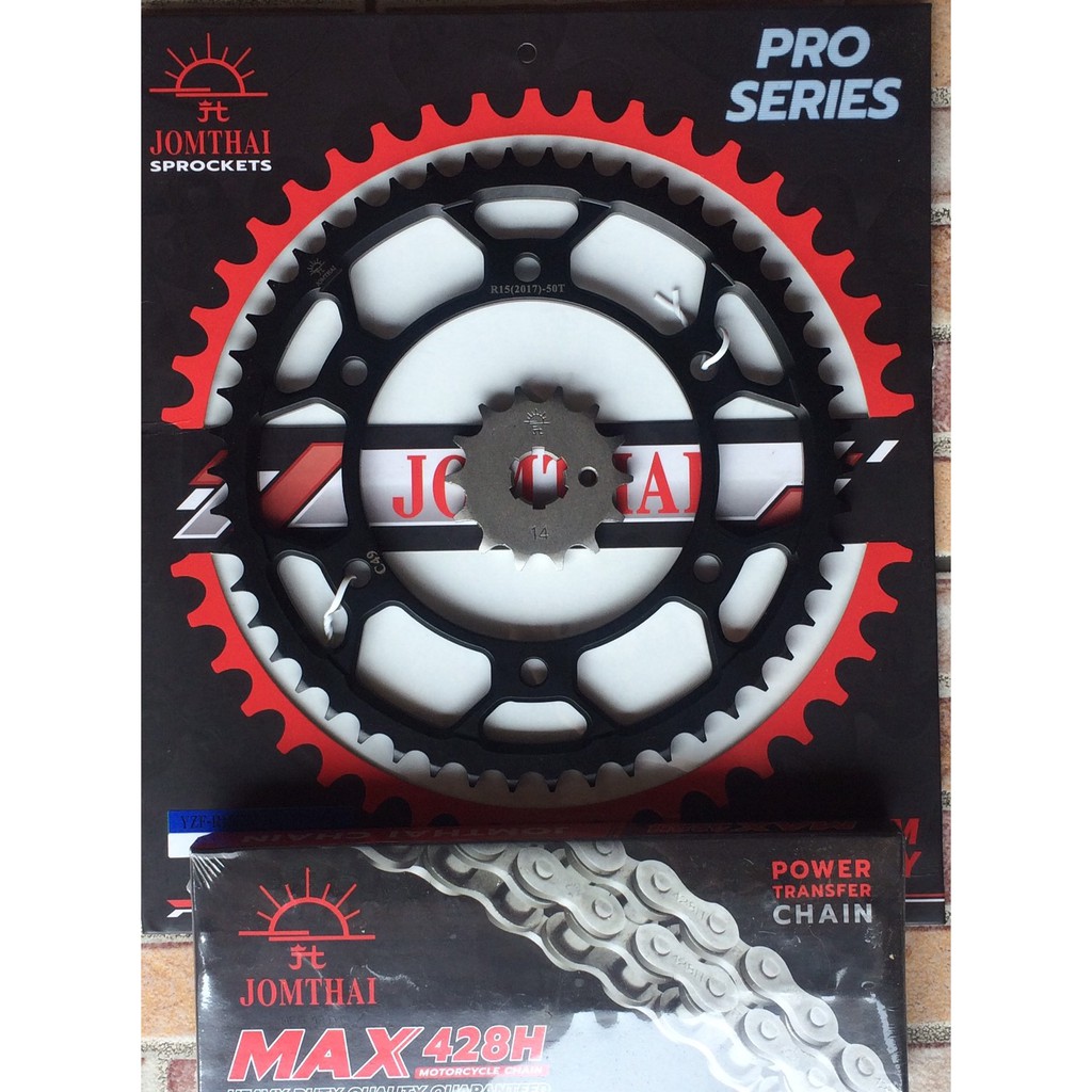 Sprocket set R15ALLNEW / MT15 / XSR155 with thick black chain, front 14T, rear 50T, original