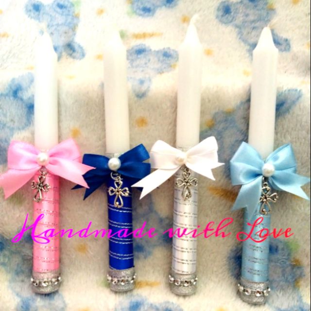Baptismal Candle (Ribbon with Cross Charm) Shopee Philippines