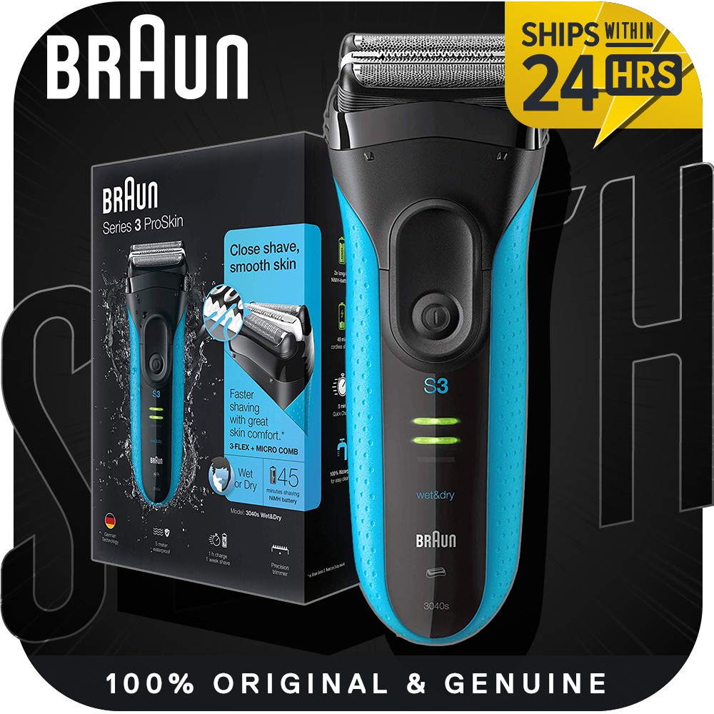 Braun Series 3 ProSkin 3040s Electric Shaver, Wet and Dry Electric