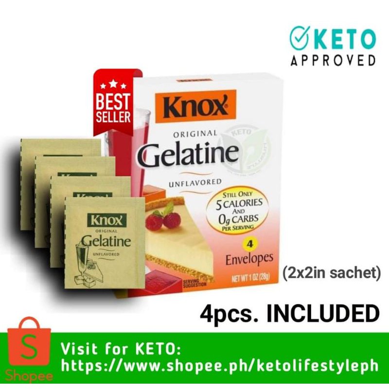 Knoxx Gelatine Unflavoured Per 1 Sachet (Keto Approved/0 Carbs/SUGAR